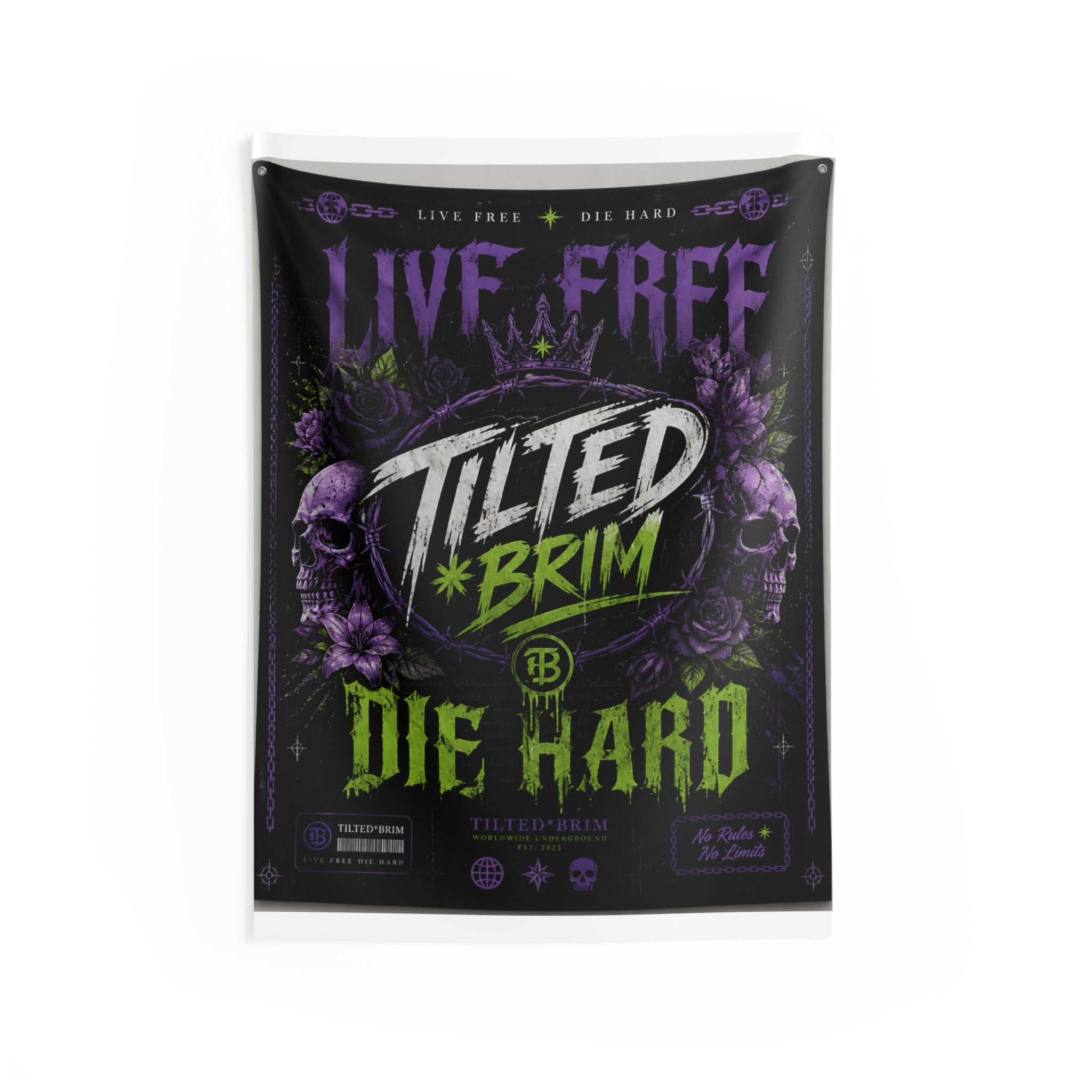 Tilted*Brim “Live Free Die Hard” Premium Wall Tapestry